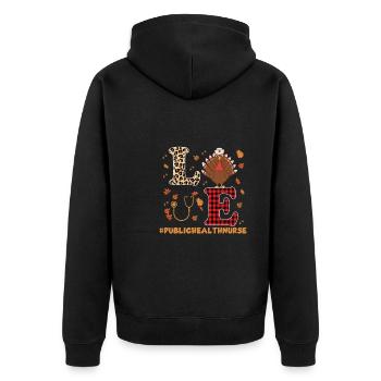 Public Service Nurse - Unisex Premium Organic Zip Hoodie - black - Back - Nico (187cm)