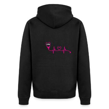 LPN - Unisex Premium Bio Zip Hoodie - Schwarz - Hinten - Nico (187cm)