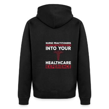 Funny Nurse Practitioner Quote - Unisex Premium Organic Zip Hoodie - black - Back - Nico (187cm)