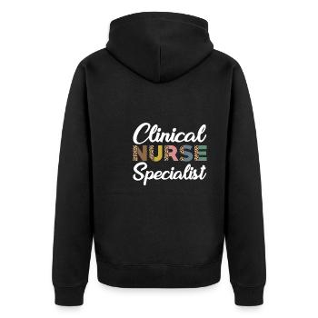 Fachkraft - Klinische Krankenschwester - Unisex Premium Bio Zip Hoodie - Schwarz - Hinten - Nico (187cm)