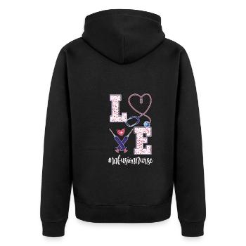 Niedliche Infusionskrankenschwester Valentinstag - Unisex Premium Bio Zip Hoodie - Schwarz - Hinten - Nico (187cm)