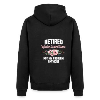 Pensionierte Hygiene Krankenschwester - Unisex Premium Bio Zip Hoodie - Schwarz - Hinten - Nico (187cm)