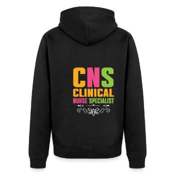 Klinische Krankenschwester - Unisex Premium Bio Zip Hoodie - Schwarz - Hinten - Nico (187cm)