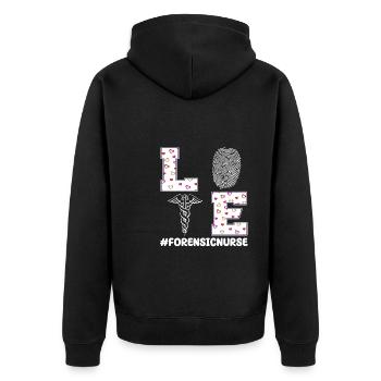 Forensische Krankenschwester Valentinstag - Unisex Premium Bio Zip Hoodie - Schwarz - Hinten - Nico (187cm)