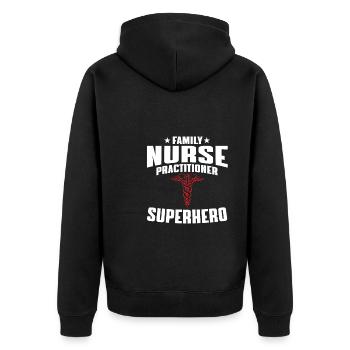 Family Nurse Superhero - Unisex Premium Organic Zip Hoodie - black - Back - Nico (187cm)