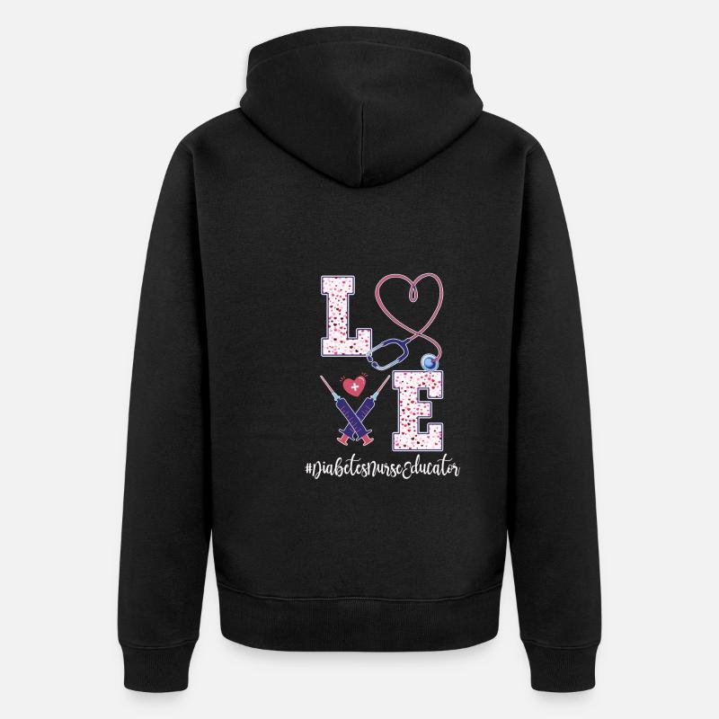 Infirmière en diabète Saint-Valentin - Veste à capuche bio Premium Unisexe - noir