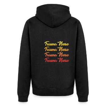 Trauma Krankenschwester T-Shirt Schriftsatz - Unisex Premium Bio Zip Hoodie - Schwarz - Hinten - Nico (187cm)