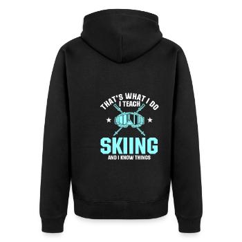 Funny ski instructor saying - Unisex Premium Organic Zip Hoodie - black - Back - Nico (187cm)