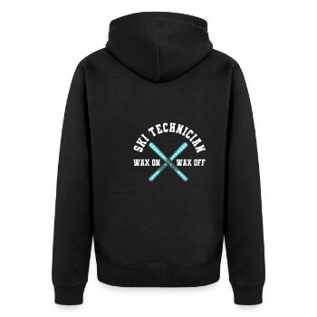 Lustiger Skitechniker Spruch - Unisex Premium Bio Zip Hoodie - Schwarz - Hinten - Nico (187cm)
