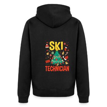 Skitechniker Weihnachtsbaum Kostüm - Unisex Premium Bio Zip Hoodie - Schwarz - Hinten - Nico (187cm)