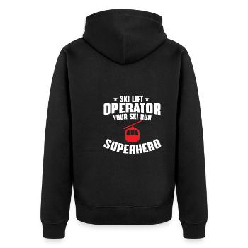 Funny gift for ski lift operators - Unisex Premium Organic Zip Hoodie - black - Back - Nico (187cm)