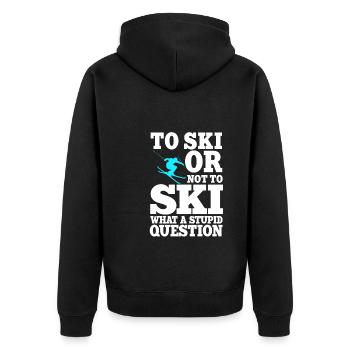 Lustiger Ski Spruch Geschenk - Unisex Premium Bio Zip Hoodie - Schwarz - Hinten - Nico (187cm)