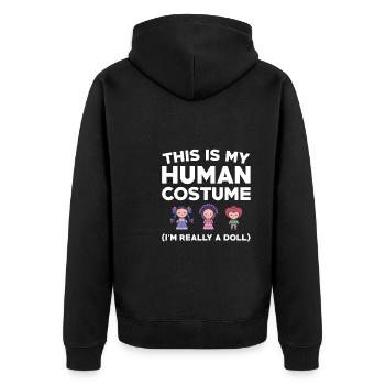 Funny Doll Collector Saying - Unisex Premium Organic Zip Hoodie - black - Back - Nico (187cm)