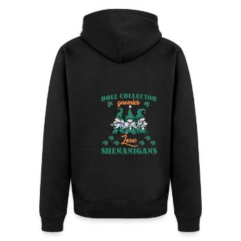 Doll Collector St. Patrick's Day Shirt - Unisex Premium Organic Zip Hoodie - black - Back - Nico (187cm)