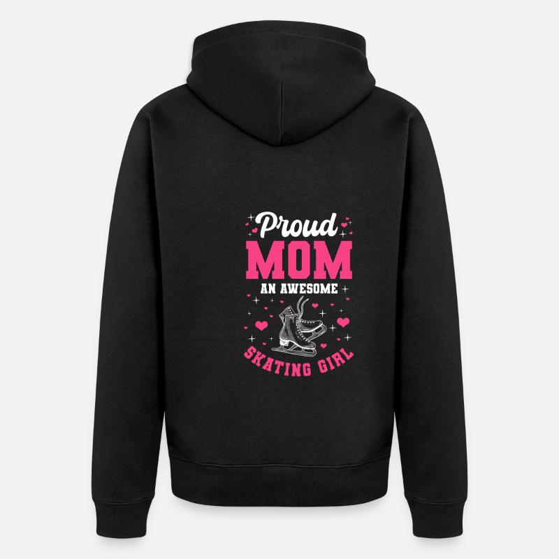 Stolze Mutter Eislaufenden Mädchen - Unisex Premium Bio Zip Hoodie - Schwarz