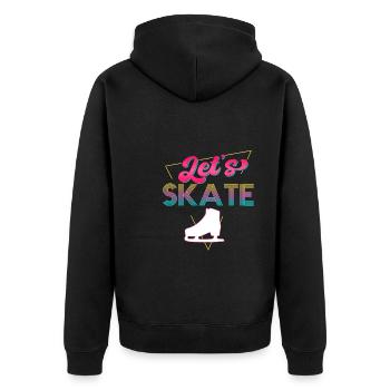Retro 80s Ice Skating Design Figure Skaters - Unisex Premium Organic Zip Hoodie - black - Back - Nico (187cm)