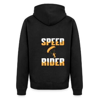 Speed Rider - Unisex Premium Bio Zip Hoodie - Schwarz - Hinten - Nico (187cm)