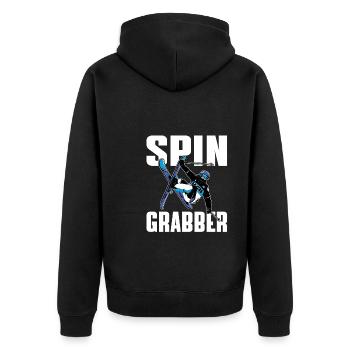 Spin Grabber Freestyle Skiing - Unisex Premium Bio Zip Hoodie - Schwarz - Hinten - Nico (187cm)