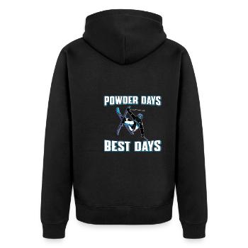 Lustiger Freestyle Skifahrer Spruch - Unisex Premium Bio Zip Hoodie - Schwarz - Hinten - Nico (187cm)