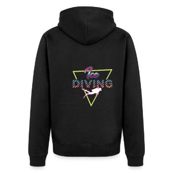 Retro 80er Jahre Eistauchen Outfit - Unisex Premium Bio Zip Hoodie - Schwarz - Hinten - Nico (187cm)