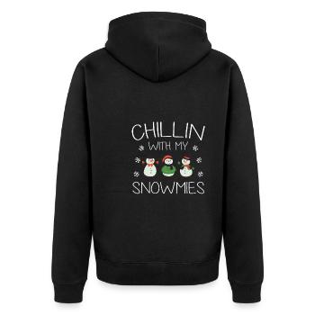 Chillin Mit Meinem Snowmies Schneemann - Unisex Premium Bio Zip Hoodie - Schwarz - Hinten - Nico (187cm)