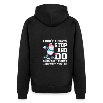 Retro Schneemann Silhouette Feiertagsdekoration - Unisex Premium Bio Zip Hoodie - Schwarz - Hinten - Nico (187cm)