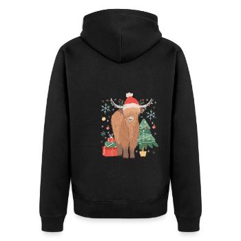 Costume de Noël de vache des Highlands écossais - Veste à capuche bio Premium Unisexe - noir - Dos - Nico (187cm)