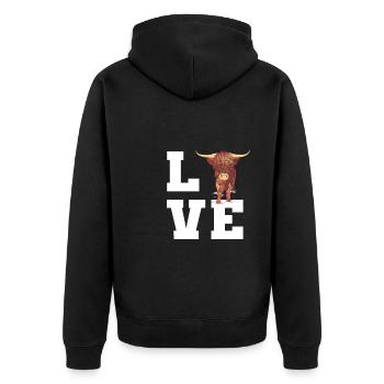 Chère vache écossaise des Highlands - Veste à capuche bio Premium Unisexe - noir - Dos - Nico (187cm)