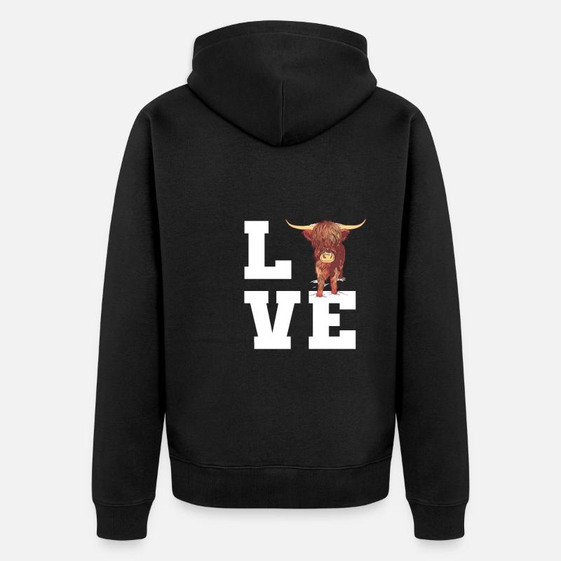 Chère vache écossaise des Highlands - Veste à capuche bio Premium Unisexe - noir