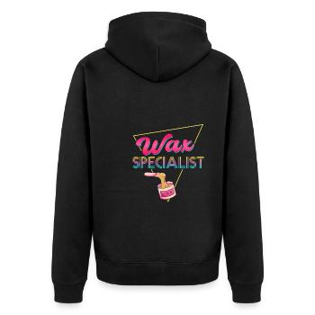 80s Retro Waxing Specialist Design - Unisex Premium Organic Zip Hoodie - black - Back - Nico (187cm)