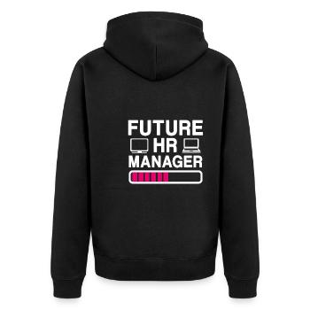 Zukünftige HR-Manager - Unisex Premium Bio Zip Hoodie - Schwarz - Hinten - Nico (187cm)