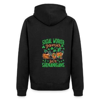 Social Worker Gnomies St. Patrick's Day - Unisex Premium Organic Zip Hoodie - black - Back - Nico (187cm)