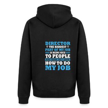 Lustiger Regisseur Spruch - Unisex Premium Bio Zip Hoodie - Schwarz - Hinten - Nico (187cm)
