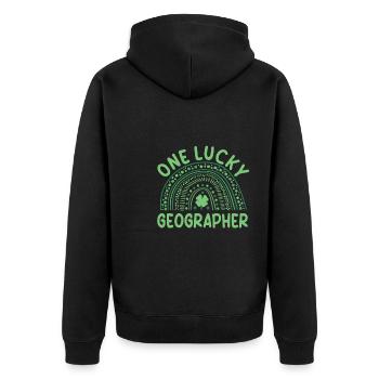 Geographer St. Patrick's Day Costume - Unisex Premium Organic Zip Hoodie - black - Back - Nico (187cm)