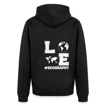 Liebe Geografie - Unisex Premium Bio Zip Hoodie - Schwarz - Hinten - Nico (187cm)