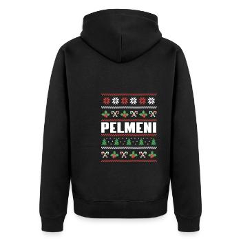 I love pelmeni - Unisex Premium Organic Zip Hoodie - black - Back - Nico (187cm)
