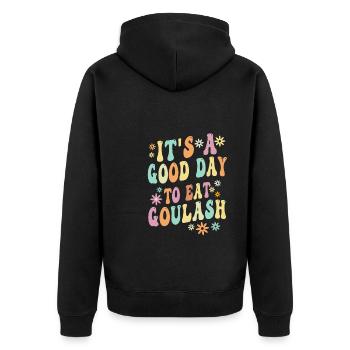Ungarisches Gulasch-liebhaber-shirt - Unisex Premium Bio Zip Hoodie - Schwarz - Hinten - Nico (187cm)