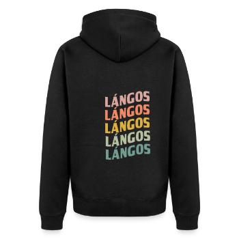 Langos - Unisex Premium Organic Zip Hoodie - black - Back - Nico (187cm)