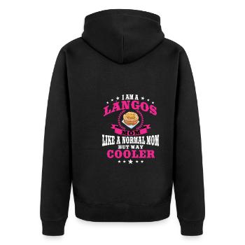 Langos Mama - Unisex Premium Bio Zip Hoodie - Schwarz - Hinten - Nico (187cm)
