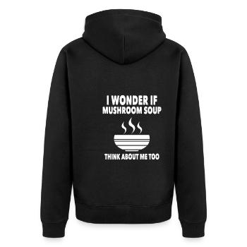 Drôle de dicton de soupe aux champignons - Veste à capuche bio Premium Unisexe - noir - Dos - Nico (187cm)