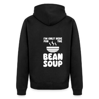 Spruch Für Bohnensuppenliebhaber - Unisex Premium Bio Zip Hoodie - Schwarz - Hinten - Nico (187cm)