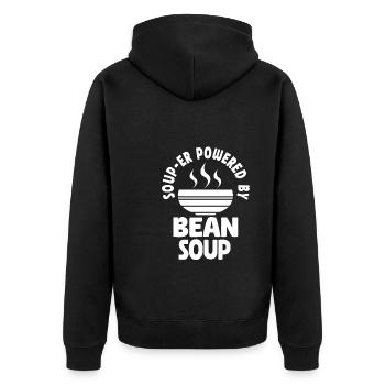 Bohnensuppe Wortspiel - Unisex Premium Bio Zip Hoodie - Schwarz - Hinten - Nico (187cm)