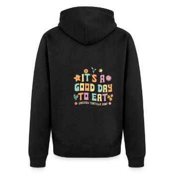 rHähnchen Tortilla Suppe - Unisex Premium Bio Zip Hoodie - Schwarz - Hinten - Nico (187cm)