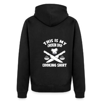 hühneHühnersuppe Koch Design - Unisex Premium Bio Zip Hoodie - Schwarz - Hinten - Nico (187cm)