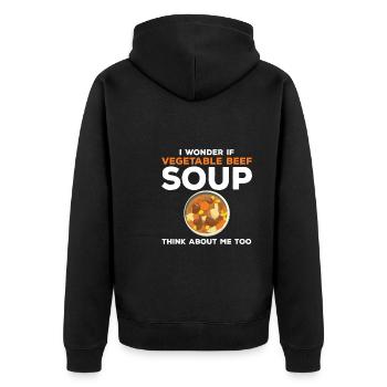 Soupe de légumes copieuse au bœuf - Veste à capuche bio Premium Unisexe - noir - Dos - Nico (187cm)