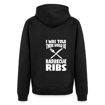 Funny Barbecue Ribs Shirt - Unisex Premium Organic Zip Hoodie - black - Back - Nico (187cm)
