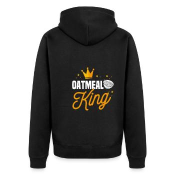 Haferflocken König - Unisex Premium Bio Zip Hoodie - Schwarz - Hinten - Nico (187cm)