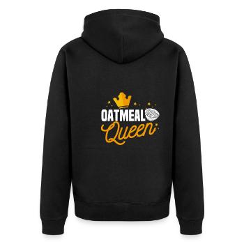 Haferflocken Königin - Unisex Premium Bio Zip Hoodie - Schwarz - Hinten - Nico (187cm)