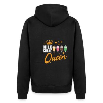 Milkshake Königin - Unisex Premium Bio Zip Hoodie - Schwarz - Hinten - Nico (187cm)