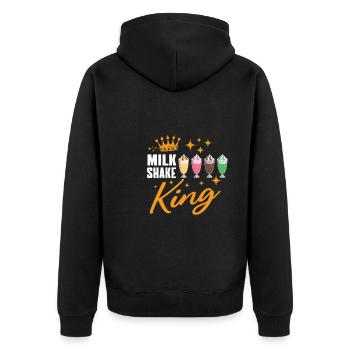 Milkshake König - Unisex Premium Bio Zip Hoodie - Schwarz - Hinten - Nico (187cm)